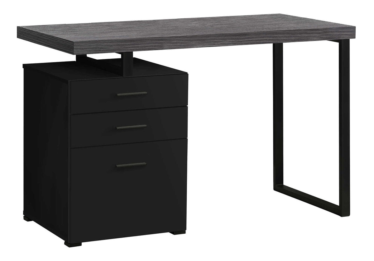 Monarch Specialties Computer Desk with File Cabinet - Lef or Right Set- Up - 48'L (Black - Grey Top)