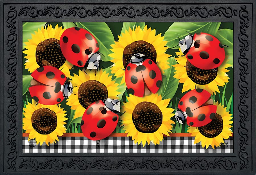 Briarwood Lane Ladybugs And Sunflowers Summer Doormat Floral Everyday Indoor Outdoor 30' X 18'