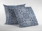 HomeRoots Broadcloth 18â€ Light Blue Boho Ornate Indoor Outdoor Throw Pillow