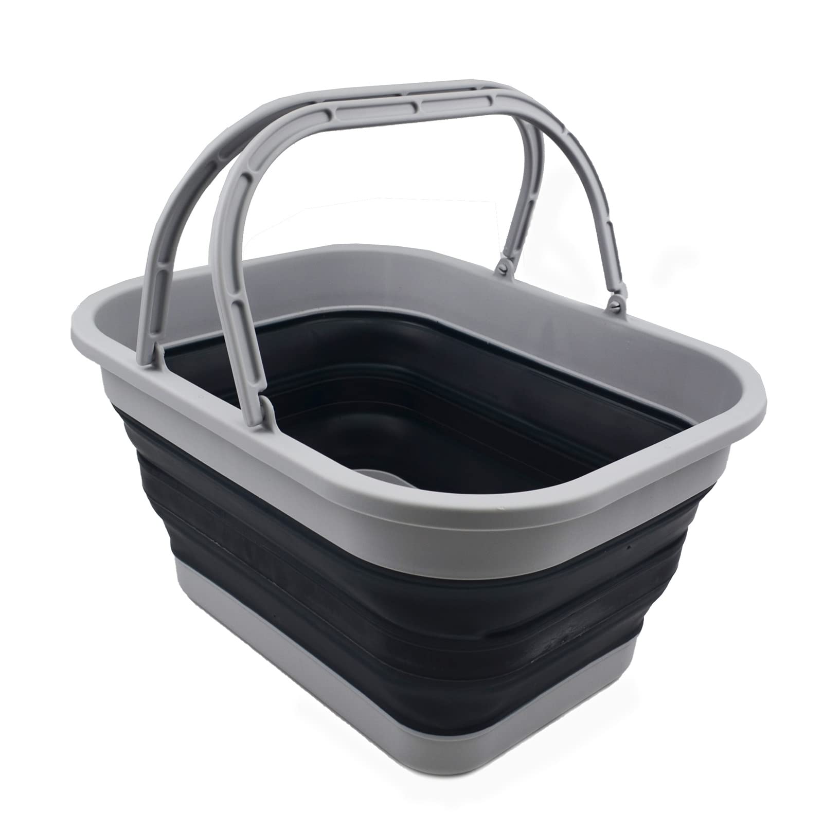 Sammart 19L (5 Gallons) Collapsible Tub With Handle - Portable Outdoor Picnic Basket/Crater - Foldable Shopping Bag - Space Savi