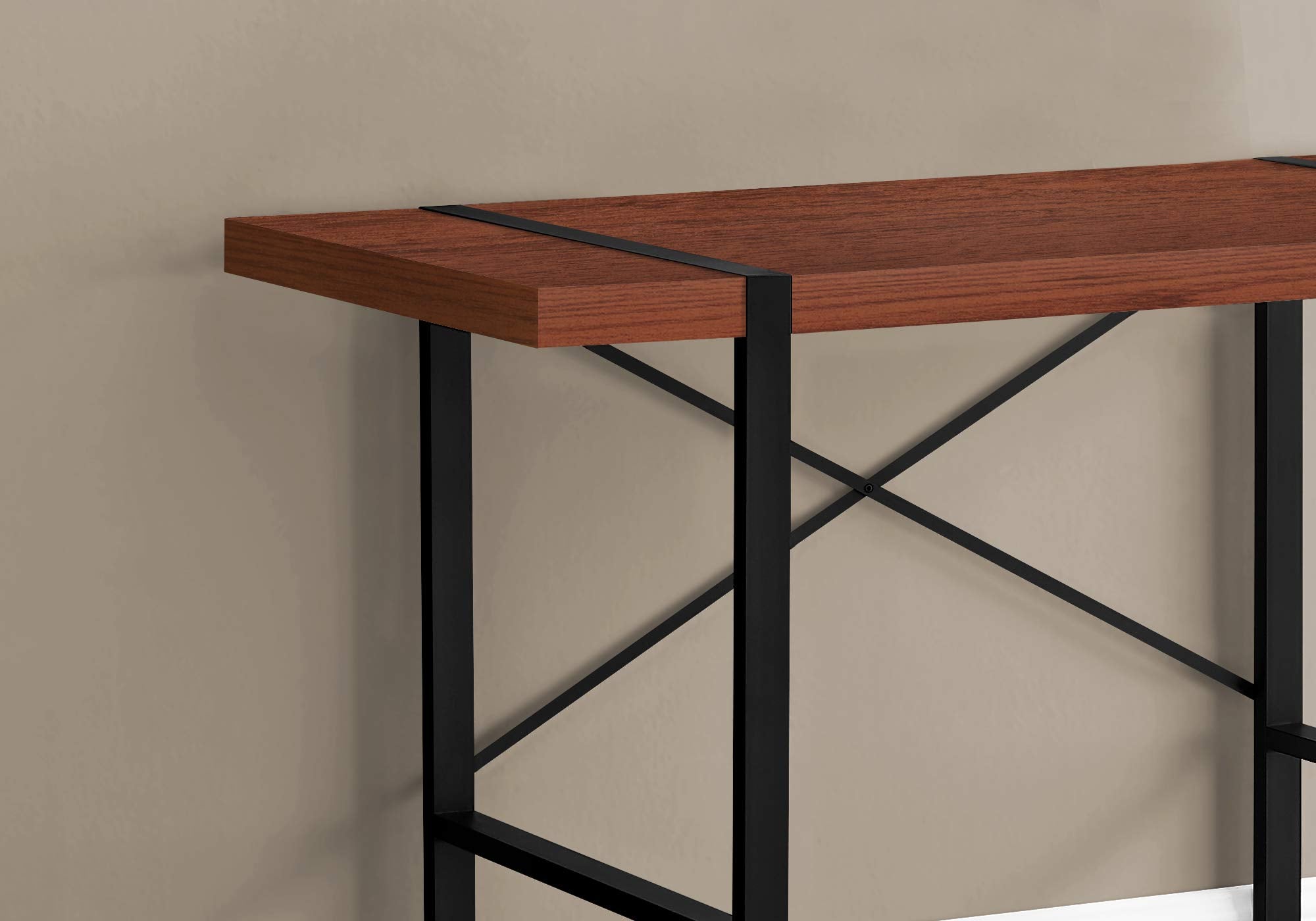 Monarch Specialties 7656 Computer Desk, Home Office, Laptop, 48&quot; L, Work, Metal, Laminate, Brown, Black, Contemporary, Modern Desk-48 L Cherry, 49&quot; L X 23.75&quot; W X 30&quot; H