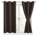 Hiasan Blackout Curtains For Bedroom - Thermal Insulated & Light Blocking Window Curtains For Living Room, 2 Drape Panels Sewn With Tiebacks, Brown, 38 X 54 Inch