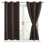 Hiasan Blackout Curtains For Bedroom - Thermal Insulated & Light Blocking Window Curtains For Living Room, 2 Drape Panels Sewn With Tiebacks, Brown, 38 X 54 Inch
