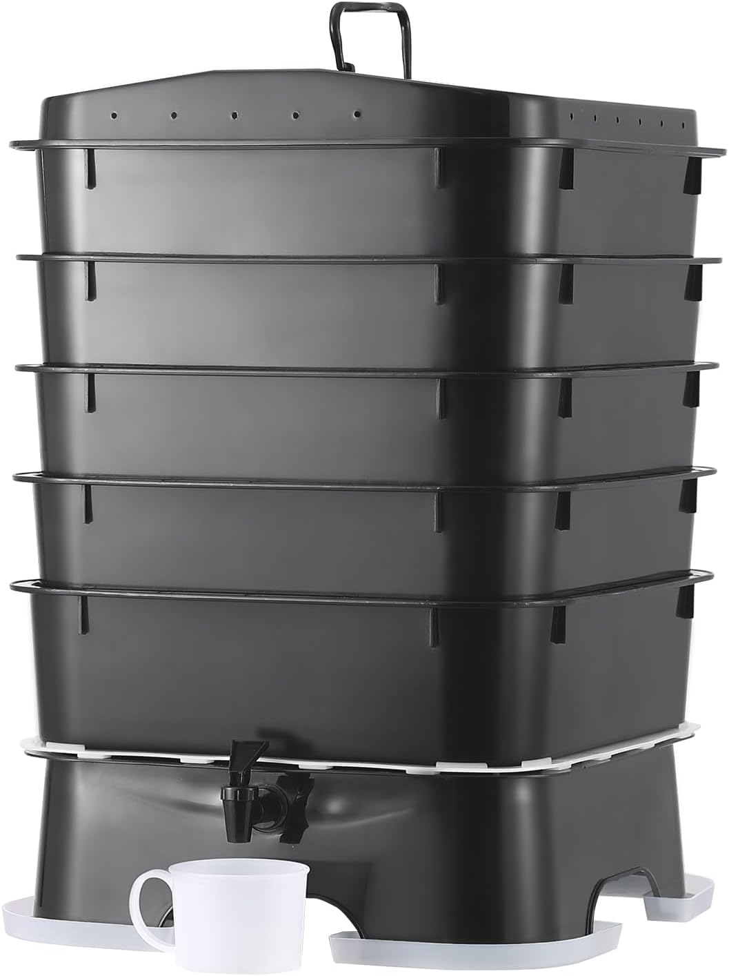 The Original VermiHut Plus 5Tray Worm Composter  Indoor & Outdoor Vermicomposting Bin | Sustainable Design for Food Waste Recy