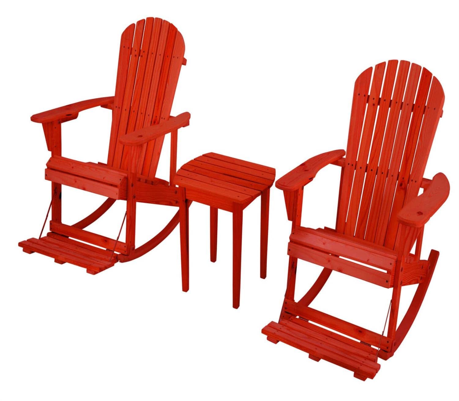 WUnlimited SW2007RD-R2ET1 Adirondack Rocking Bistro Set, Red