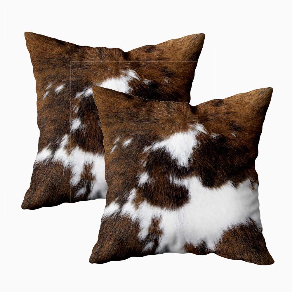 Tomwish 2 Packs Hidden Zippered Pillowcase Christmas Cowhide Accent Printing 18X18Inch,Decorative Throw Custom Cotton Pillow Cas