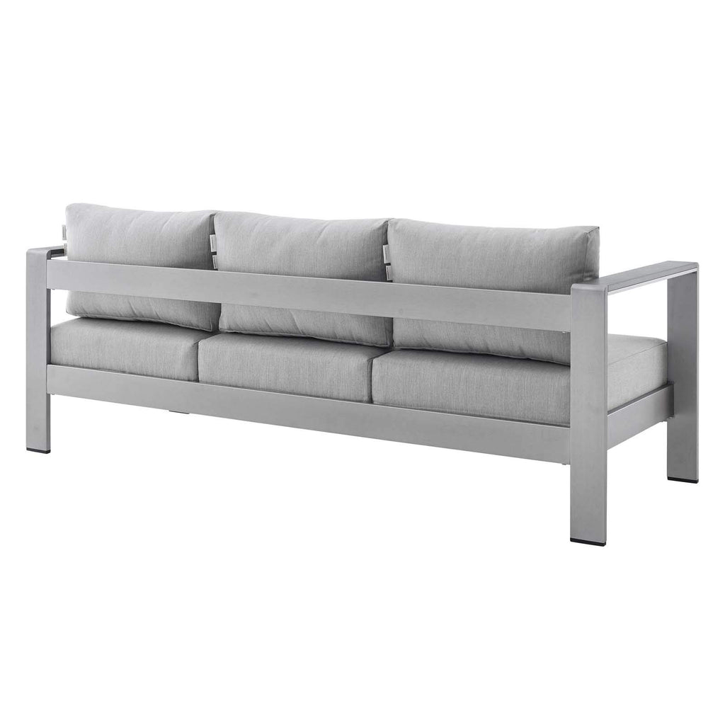 Modway Shore Eei-4228-Slv-Gryshore Sunbrella Patio Sofa In Silver Gray, 27.5 X 76.5 X 24.5