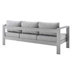 Modway Shore Eei-4228-Slv-Gryshore Sunbrella Patio Sofa In Silver Gray, 27.5 X 76.5 X 24.5