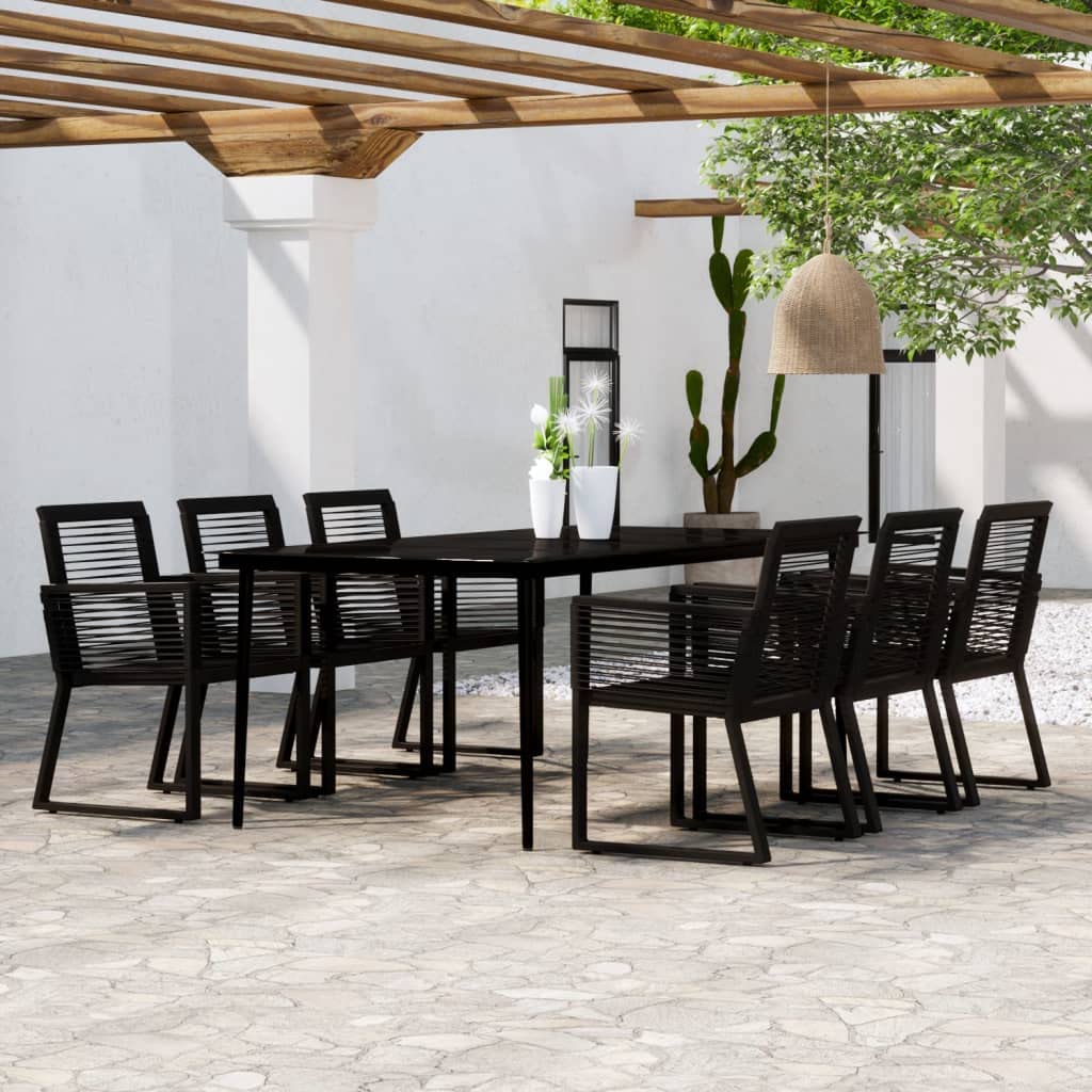 vidaXL Patio Dining Set 7 Piece Garden Outdoor Terrace Balcony Backyard Dining Dinner Dinette Seating Table and Chair Furniture Black