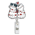 Valentines Day Loving Couple Cat Retractable Badge Holder Valentines Cute Retractable Badge Reel Cute Cat Name Tag Acrylic Allig