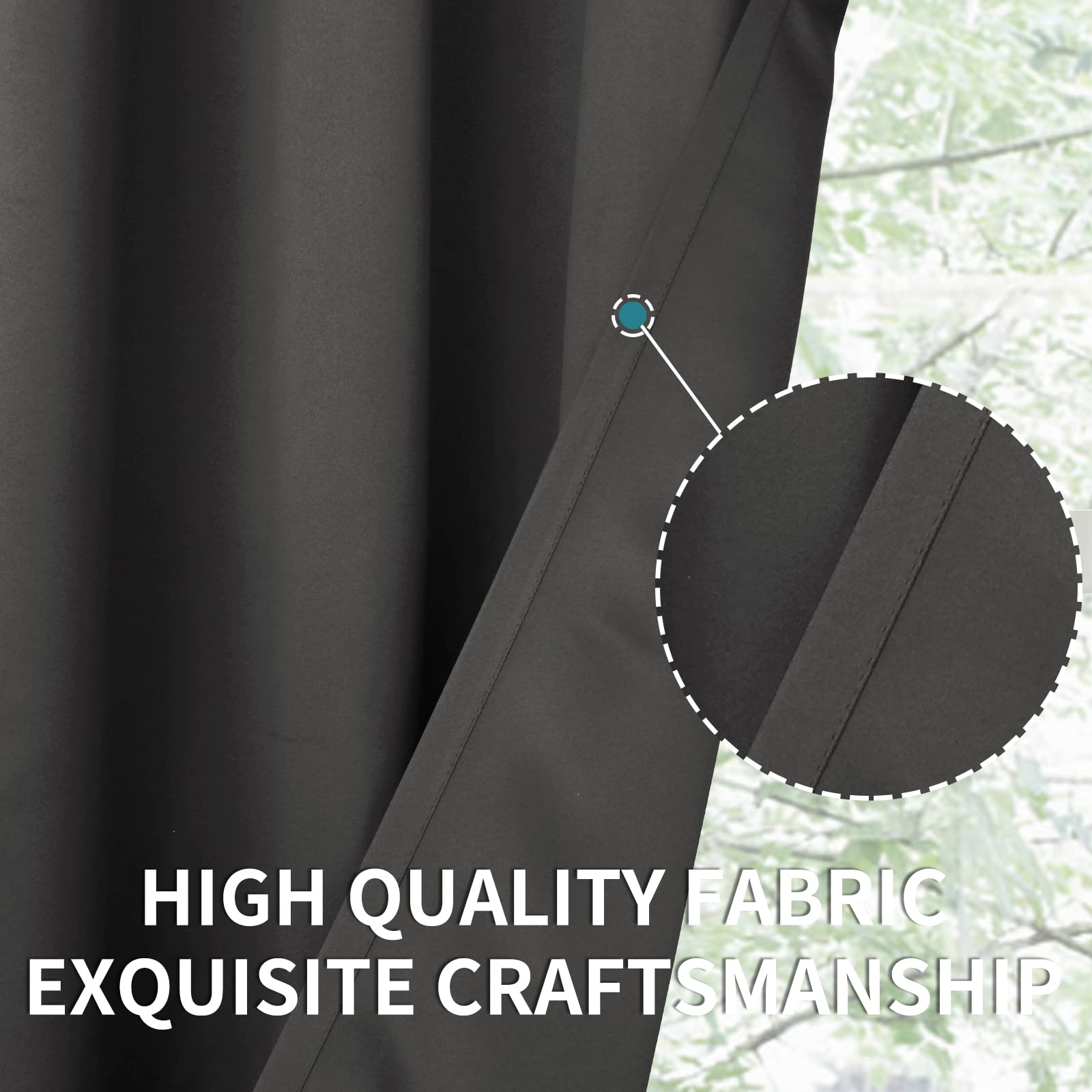 Bgment Dark Grey Blackout Curtains 90 Inches Length - Rod Pocket Room Darkening Window Drapes For Bedroom Living Room Office, 2 Panels, 52 X 90 Inch