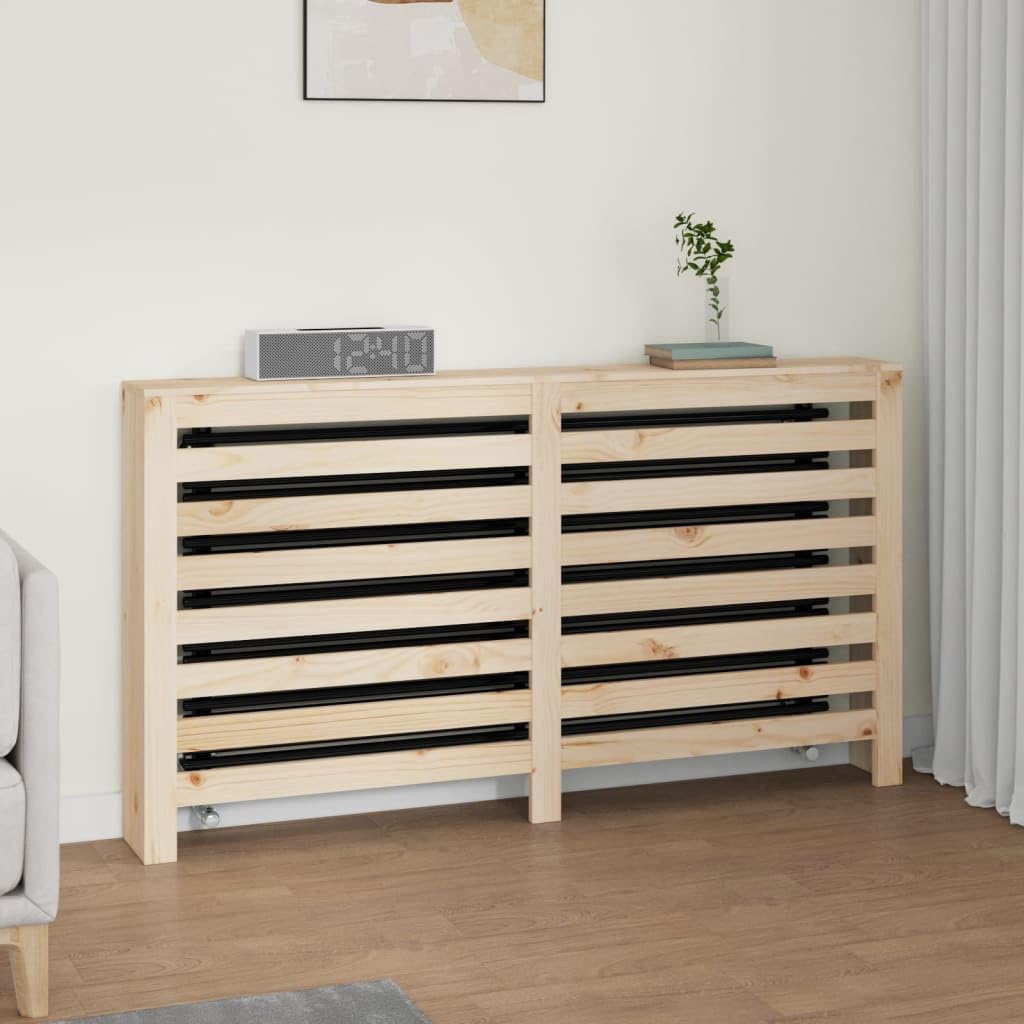 Vidaxl Radiator Cover - Solid Pine Wood - Brown Natural - 60.2"X7.5"X33.1" - With Shelf Space And Horizontal Slats - Assembly Required