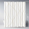 Punkray Beige Khaki Shower Curtain for Bathroom with Hooks, Extra Long Shower Curtain Set Stripe Bath Curtains Decorative White 