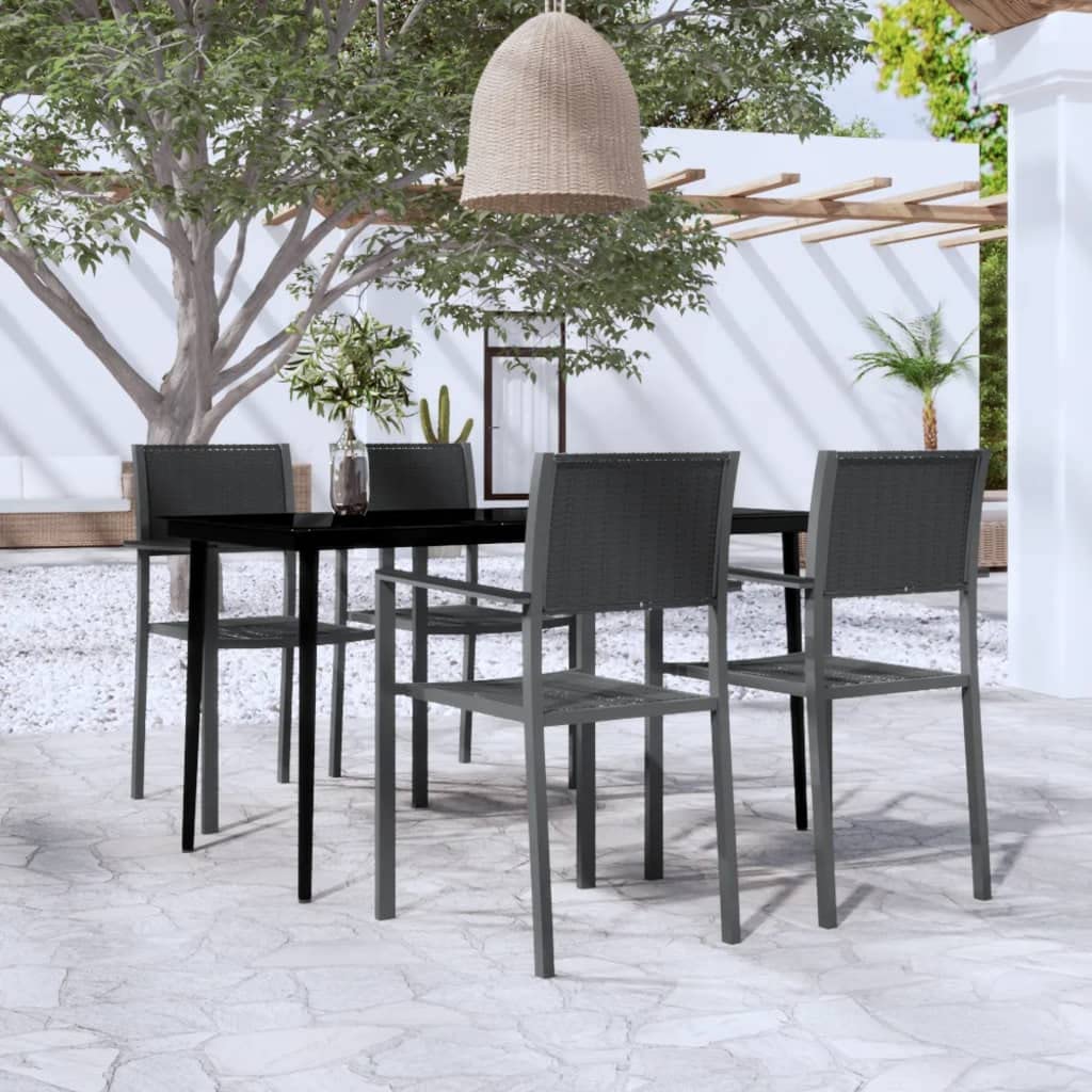 vidaXL Patio Dining Set 5 Piece, Outdoor Dining Set for 4, Table and Chair for Garden Backyard Balcony, Dining Chair Patio Table, Black