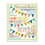 Stupell Home D  cor Playroom Rules With Pennants In Blue Rectangle Wall Plaque, 10.25 x 0.5 x 14.75, Proudly Made in USA