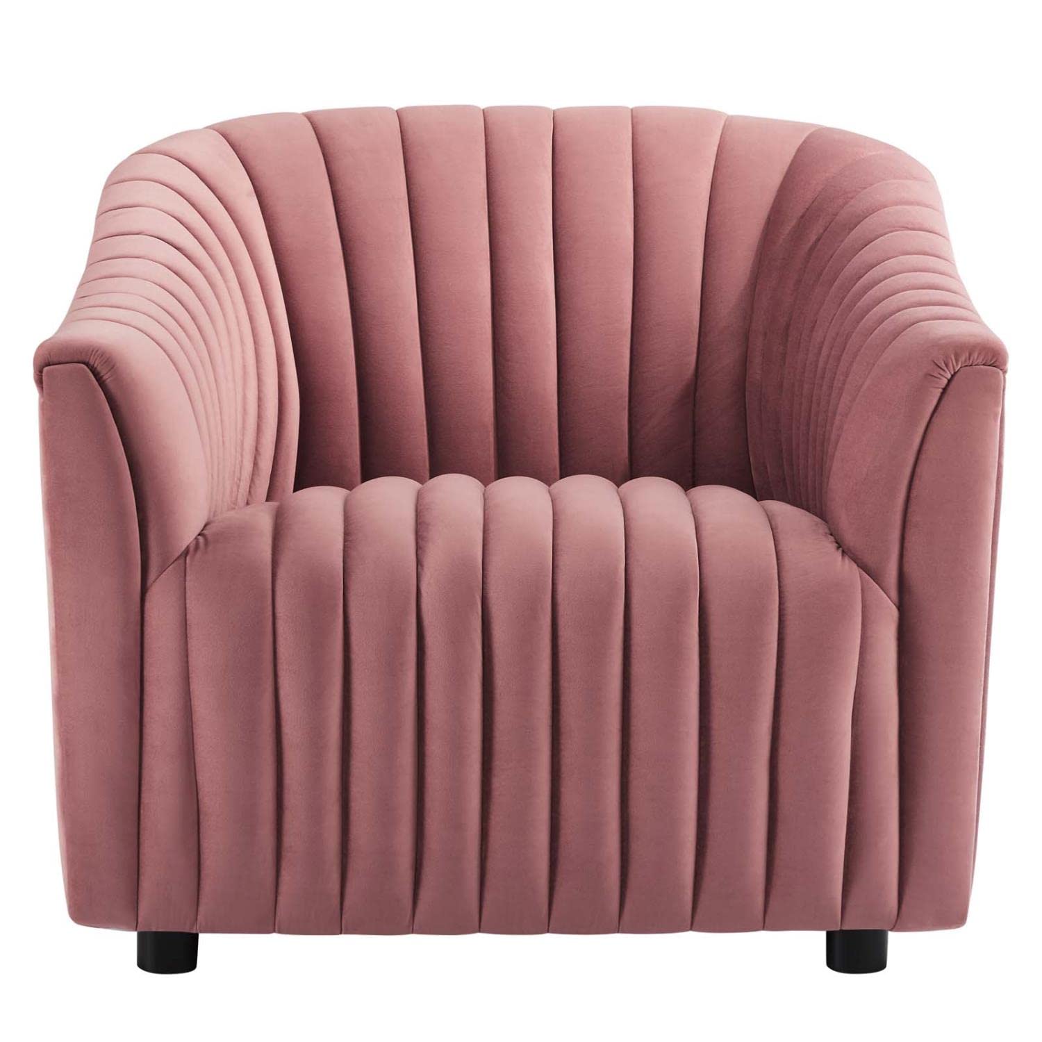 Modway Announce Performance Velvet Channel Tufted Armchair, Dusty Rose