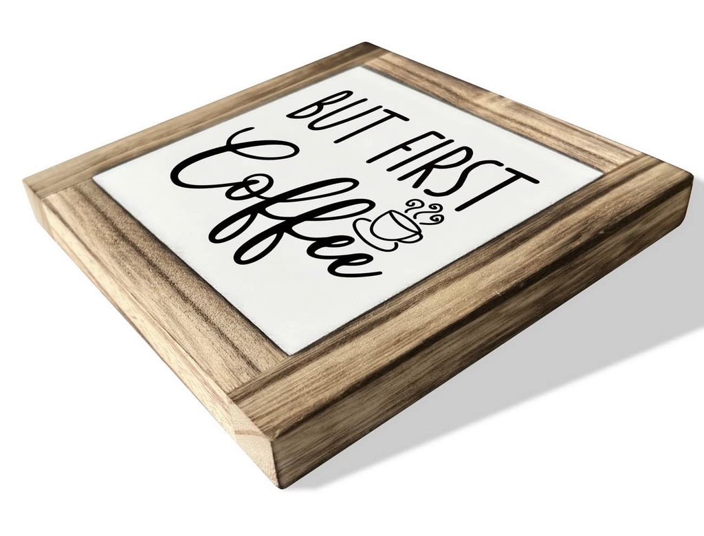 Coffee Wood Plaque Sign, But First Coffee, Box Wood Plaques Desk D  Cor, Rustic Wood Coffee Table Sign, Decor For Kitchen Home O