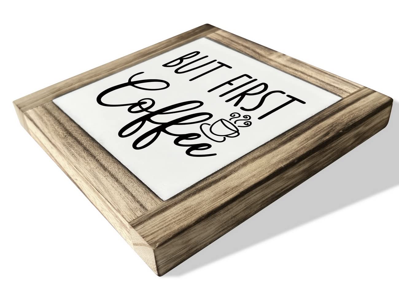 Coffee Wood Plaque Sign, But First Coffee, Box Wood Plaques Desk D  Cor, Rustic Wood Coffee Table Sign, Decor For Kitchen Home O