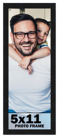 CountryArtHouse 5x11 Frame Black Solid Pine Wood Picture Frame Includes UV Acrylic Plexiglass, Acid Free Foam Backing Board and 
