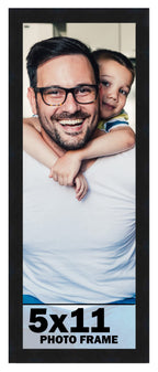 CountryArtHouse 5x11 Frame Black Solid Pine Wood Picture Frame Includes UV Acrylic Plexiglass, Acid Free Foam Backing Board and 