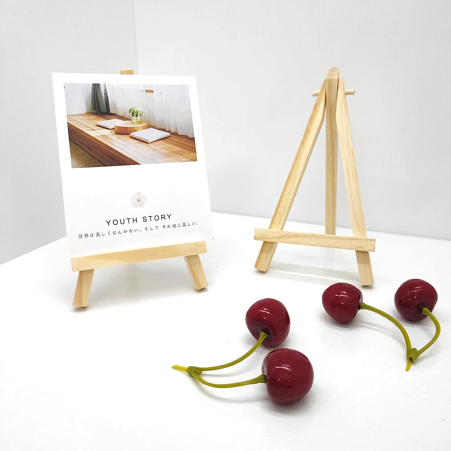Juxiamal 4Pcs Mini Wood Display Easels, Small Table Top Easels, Artist Triangle Easels For Displaying Canvas Paintings, Weddings