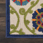 HomeRoots Blue/Multicolor 100% Polypropylene 2’ x 6’ Blue Vines Indoor Outdoor Runner Rug