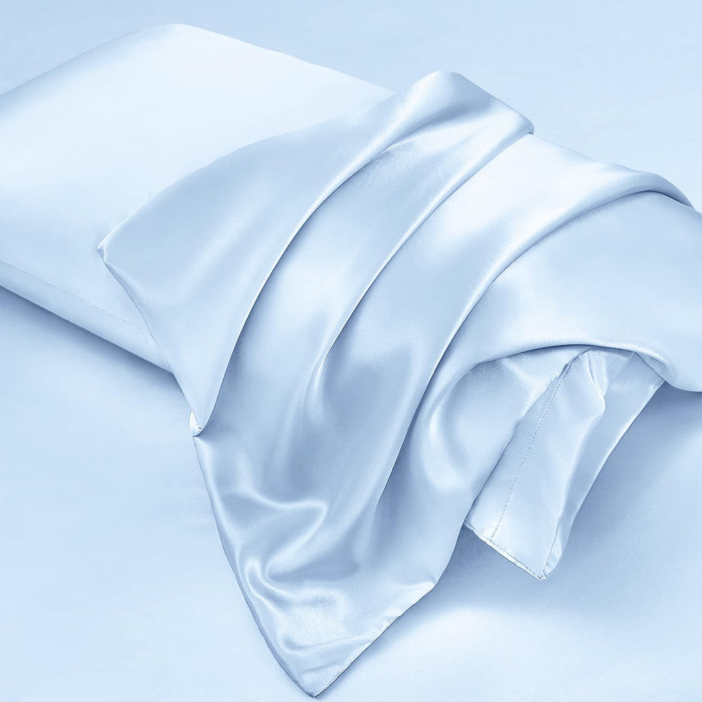 Aormenzy Black Satin Pillowcase For Hair And Skin, Satin Pillow Cases For Women Standard Size Set Of 2 With Envelope Closure Sil
