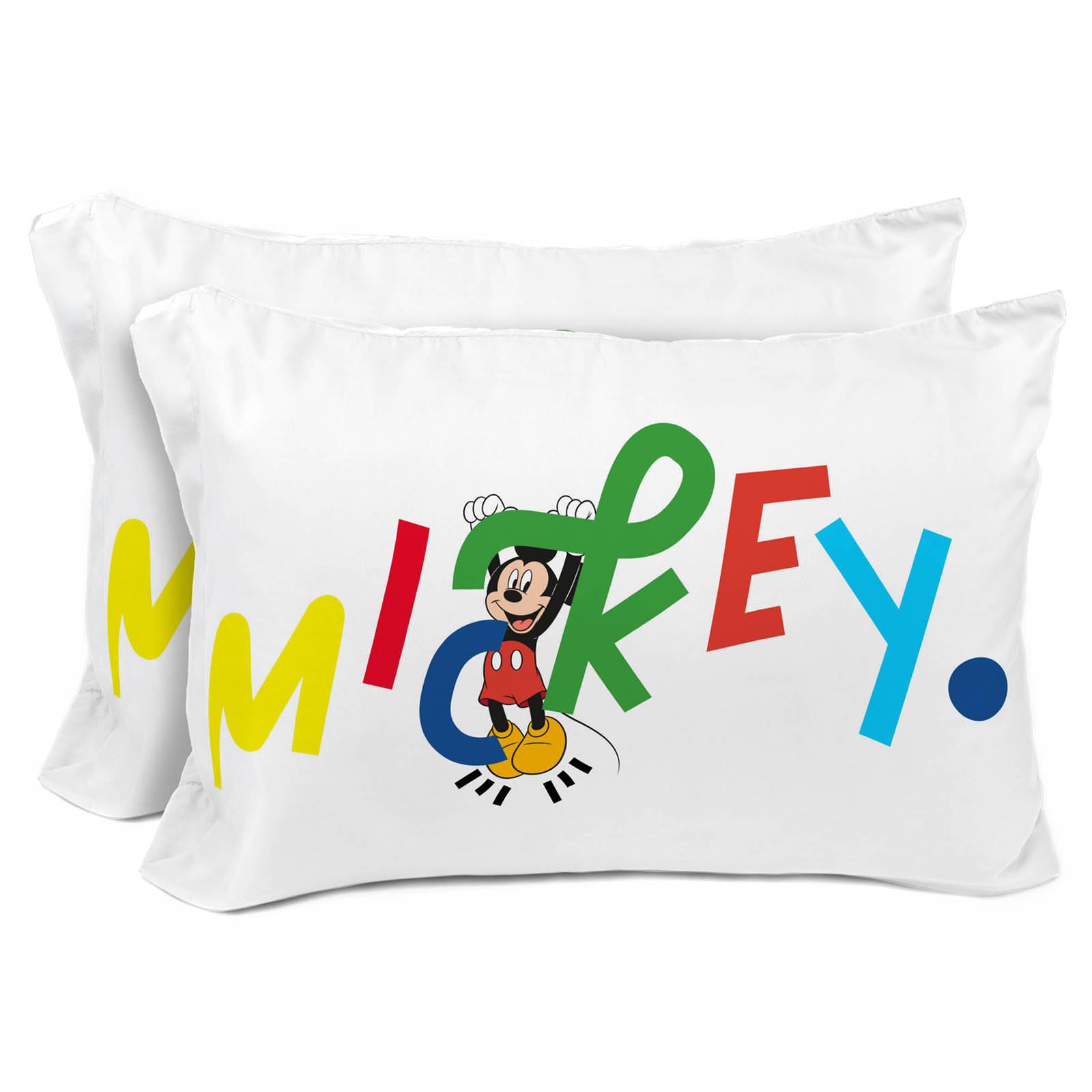 Sunny Side Up Disney Mickey Mouse 2 Pack Reversible Pillowcases - Double Sided Pillow Covers, Kids Super Soft Bedding