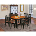 East West Furniture PFNI9-BCH-LC 9 Piece Kitchen Table Set Includes a Square Dining Table with Butterfly Leaf and 8 Faux Leather Dining Room Chairs, 54x54 Inch, Black & Cherry