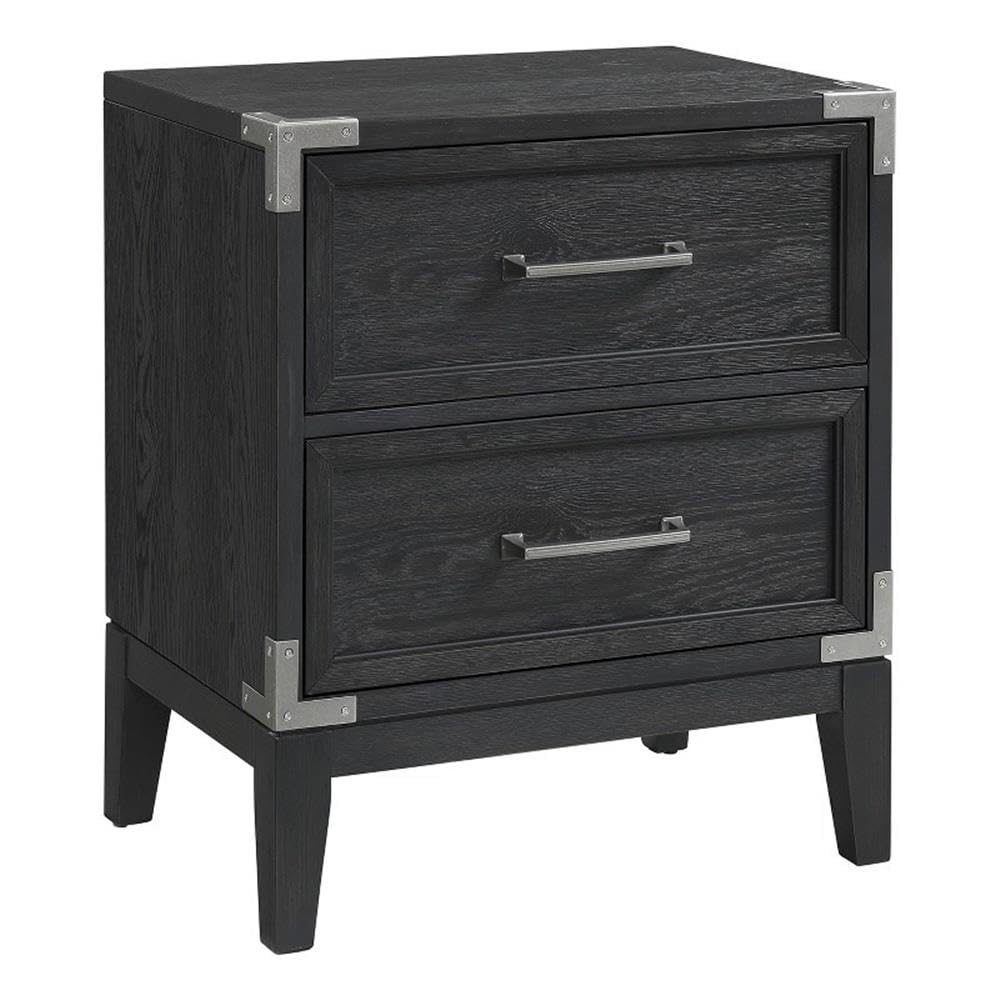 Intercon Laguna 24&quot; Wide Bedroom Nightstand with 2 Drawers, Weathered Steel Furniture