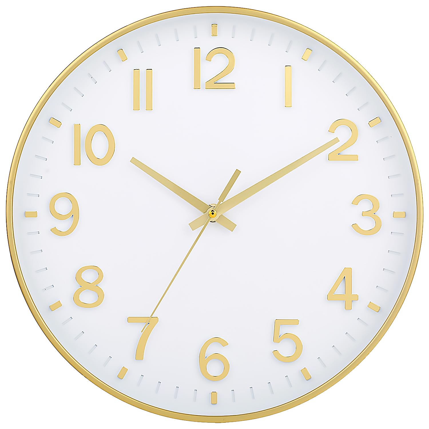 HZDHCLH White and Gold Wall Clocks Battery Operated 12 inch Silent Non Ticking Modern Wall Clock for Living Room Bedroom Kitchen