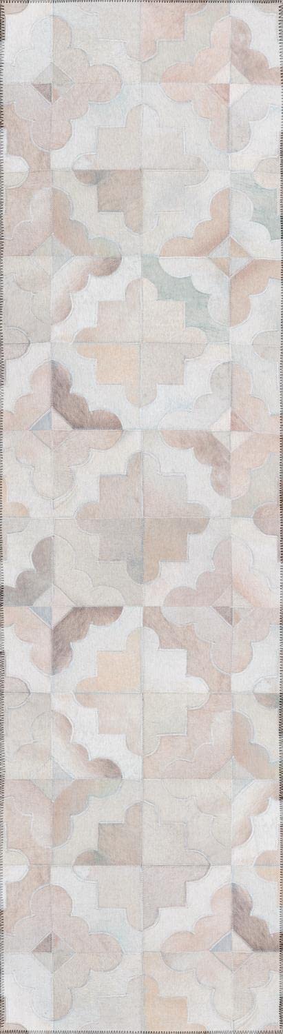 Stetson Patchwork Faux Cowhide Ss8 Linen 2'3&quot; X 7'6&quot;