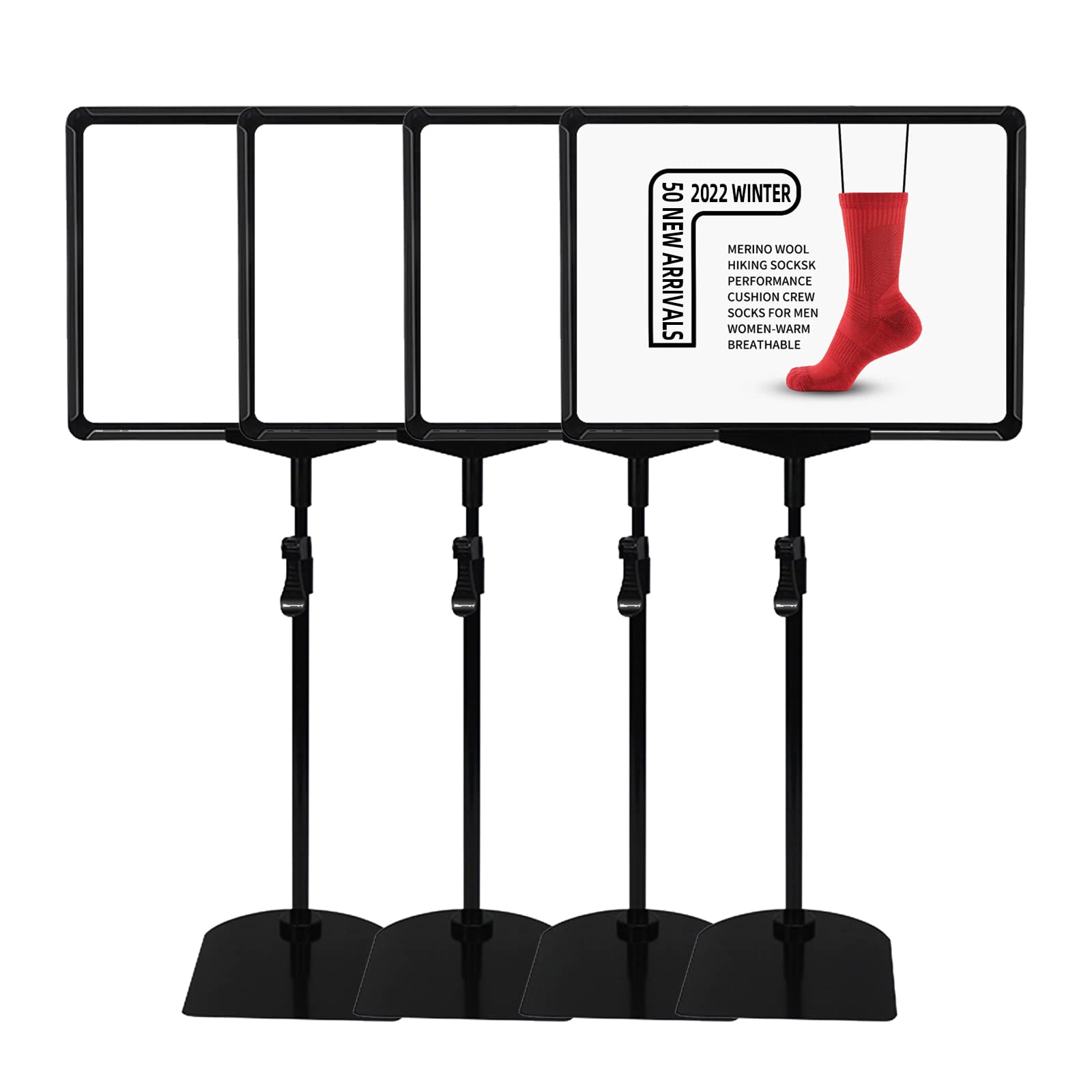Sonfily Sign Holder Stand,Sign Stand For Display,Adjustable Sign Holders For Table Top,Table Sign Holders 8.5 X 11,4 Packs, (Bla