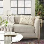 HomeRoots Whimsical Heart Detail Off White Lumbar Pillow