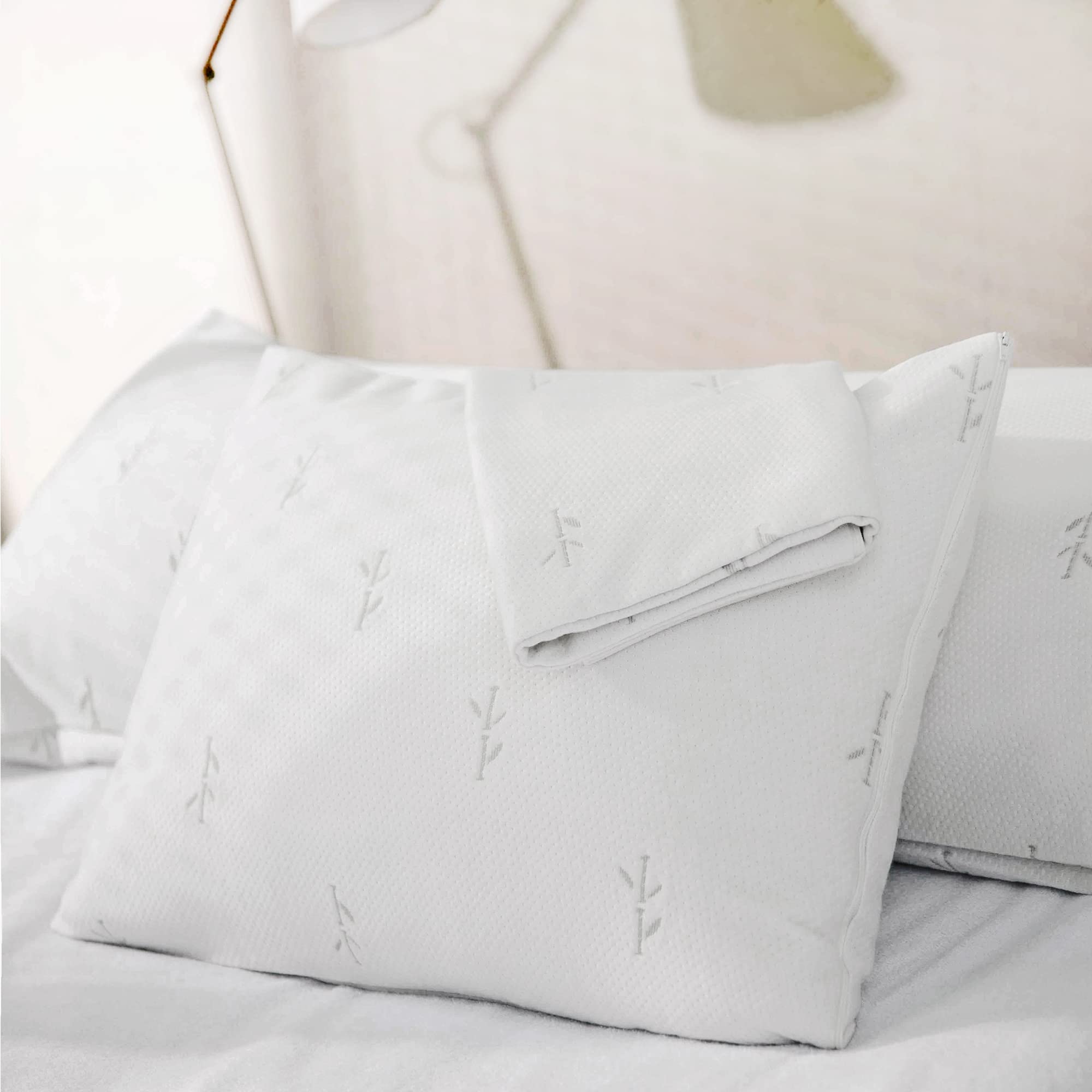Feelathome 65% Polyester And 35% Rayon Derived From Bamboo Cooling Pillow Cover Waterproof - 20X36 Inches Pack Of 4 - Soft & Com