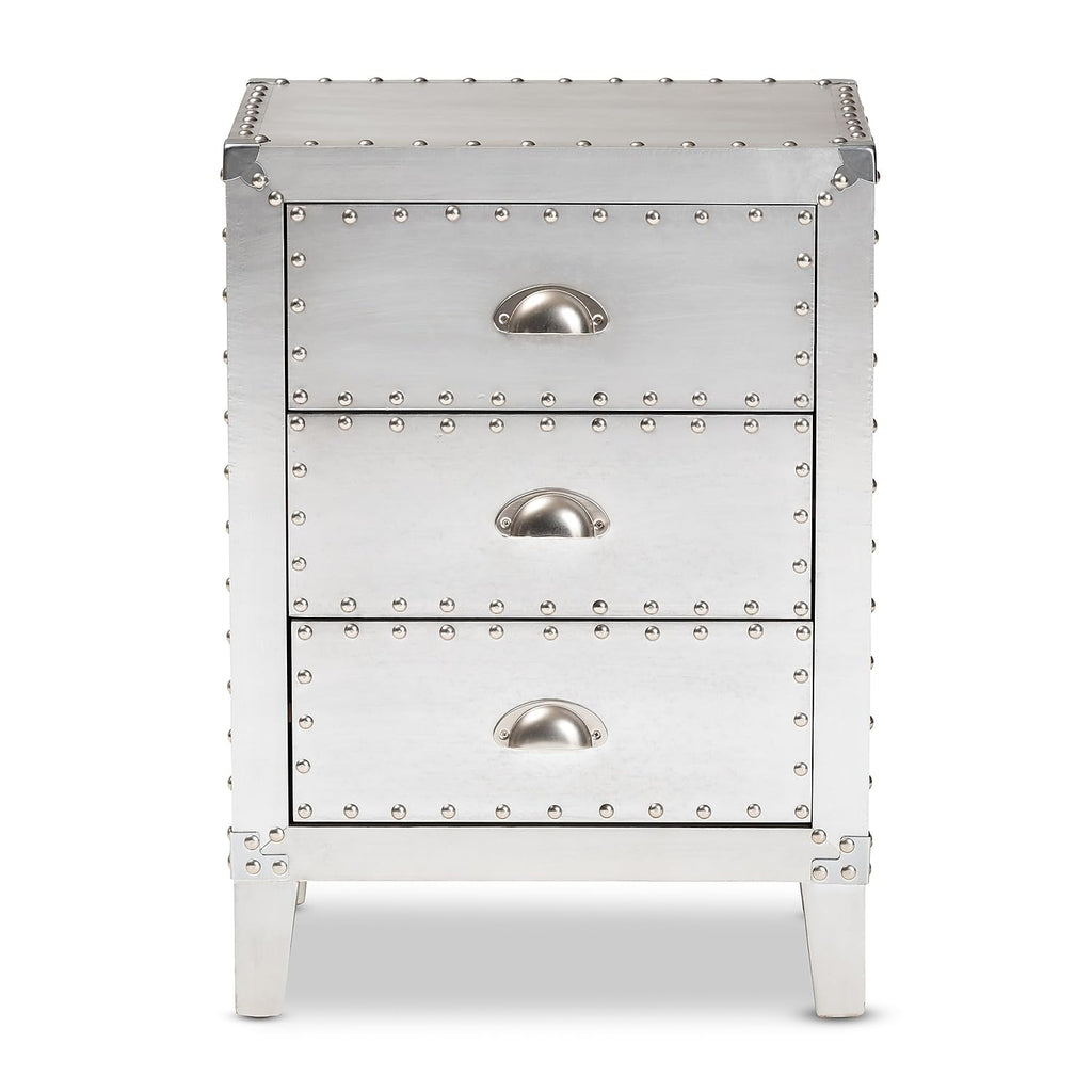 Baxton Studio Claude 17.72-inch W x 13.78-inch D End Table, Silver (160-10250-HiT)