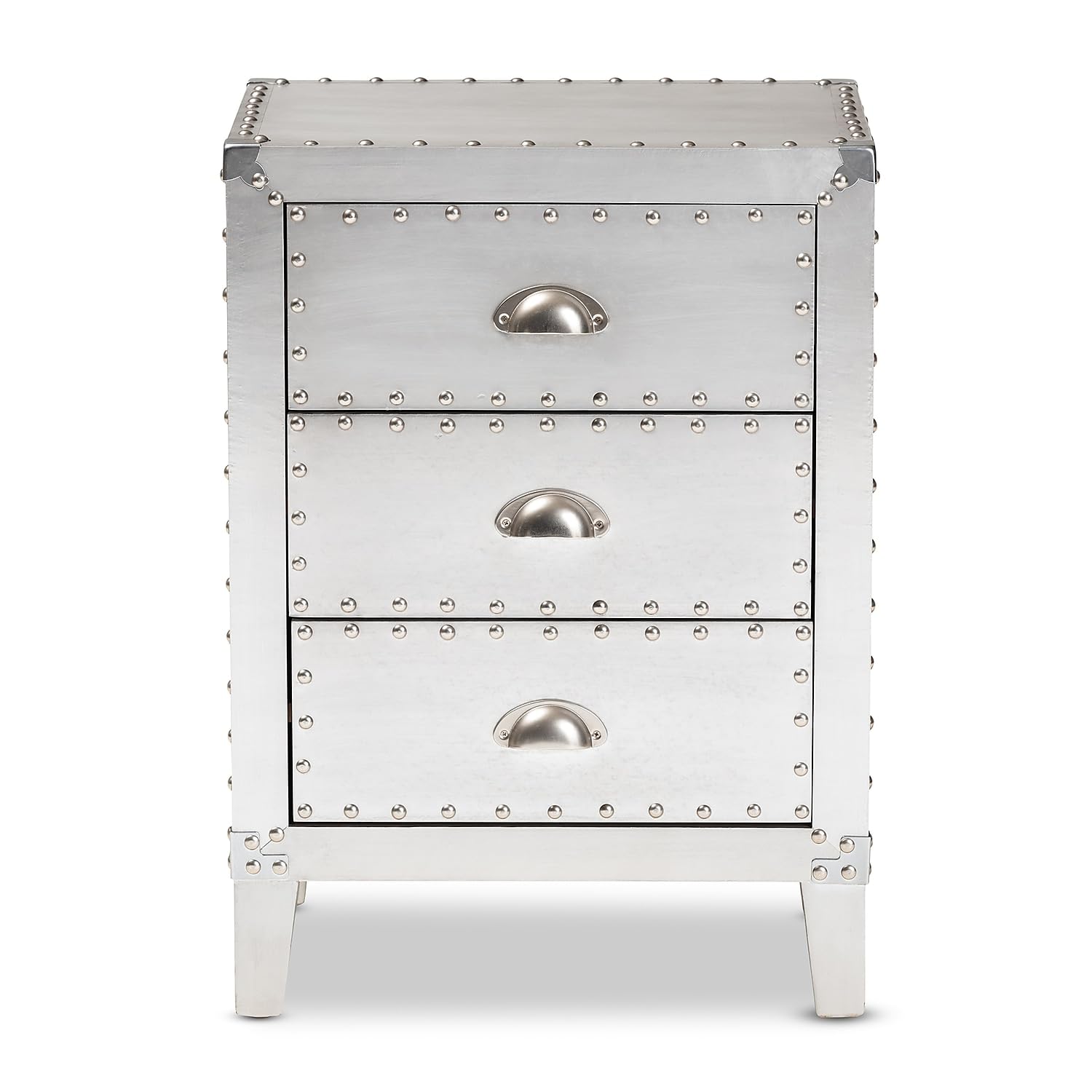 Baxton Studio Claude 17.72-inch W x 13.78-inch D End Table, Silver (160-10250-HiT)