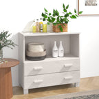 vidaXL Solid Pinewood Sideboard HAMAR- White 33.5"x13.8"x31.5"- Decorative and Practical Storage Solution- Elegant Design with Sturdy Tabletop, Ample Space with Compartments and Drawers