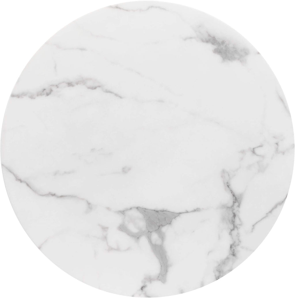 HomeRoots Furniture 24.8' x 24.8' x 42.9' Gray & White, Faux Marble, Painted Steel, Bar Table