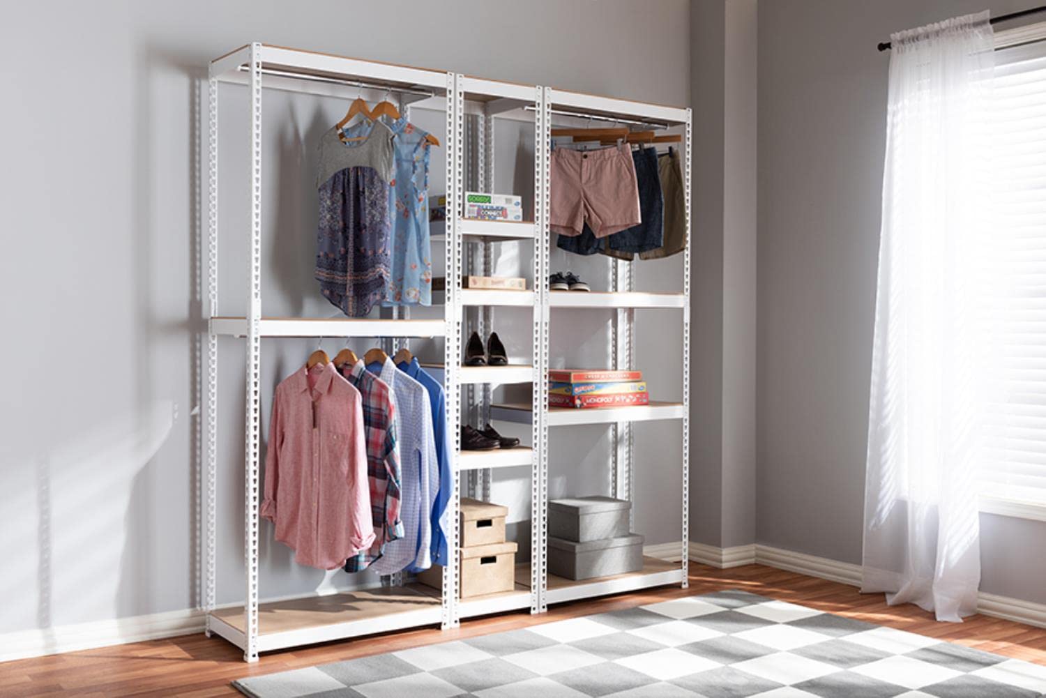 Baxton Studio Gavin Modern and Contemporary White Metal 10-Shelf Closet Storage Racking Organizer