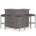 vidaXL Patio Bar Set with Cushions 4 Piece Garden Outdoor Table Chair Dinner Dining Sets Counter Height Tables Furniture Poly Rattan Gray
