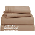Nestl King Size Sheets Set - 4 Piece King Sheets, Deep Pocket, Hotel Luxury, Extra Soft, Breathable And Cooling, Taupe King Bed Sheets