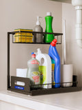 Boxjoy 2 Tier Metal Under Sink Organiser For Bathroom & Kitchen