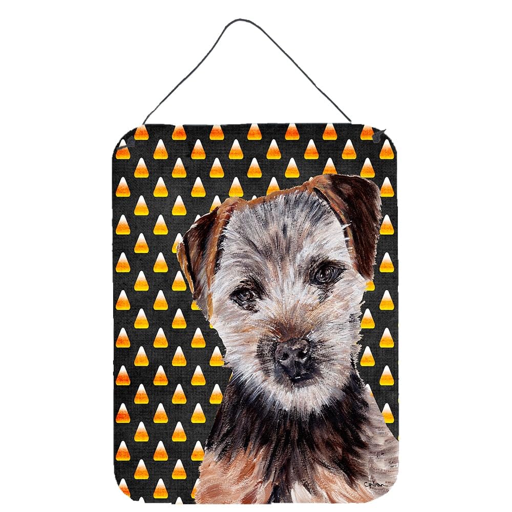Caroline's Treasures SC9663DS1216 Norfolk Terrier Puppy Candy Corn Halloween Wall or Door Hanging Prints Aluminum Metal Sign Kit