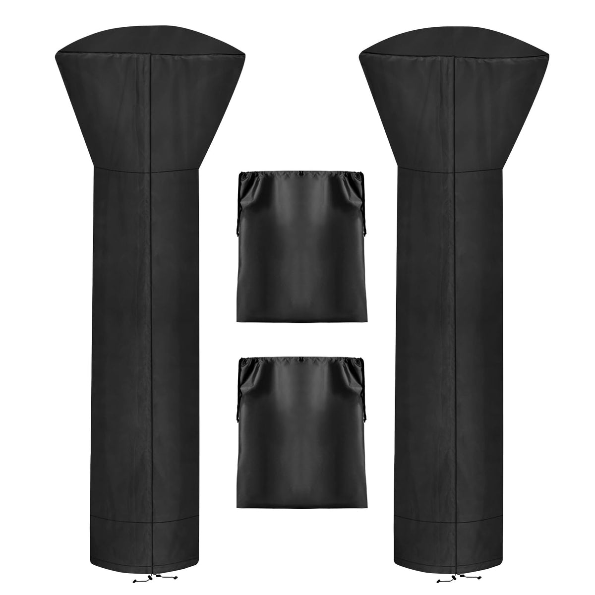 Outdoorlines Waterproof Outdoor Patio Heater Covers With Zipper And Storage Bag, Dust-Proof Uv-Resistant Windproof Propane Heavy Duty Heater Cover For Standing Heater, 2 Packs-89Hx33Dx19B Inch Black
