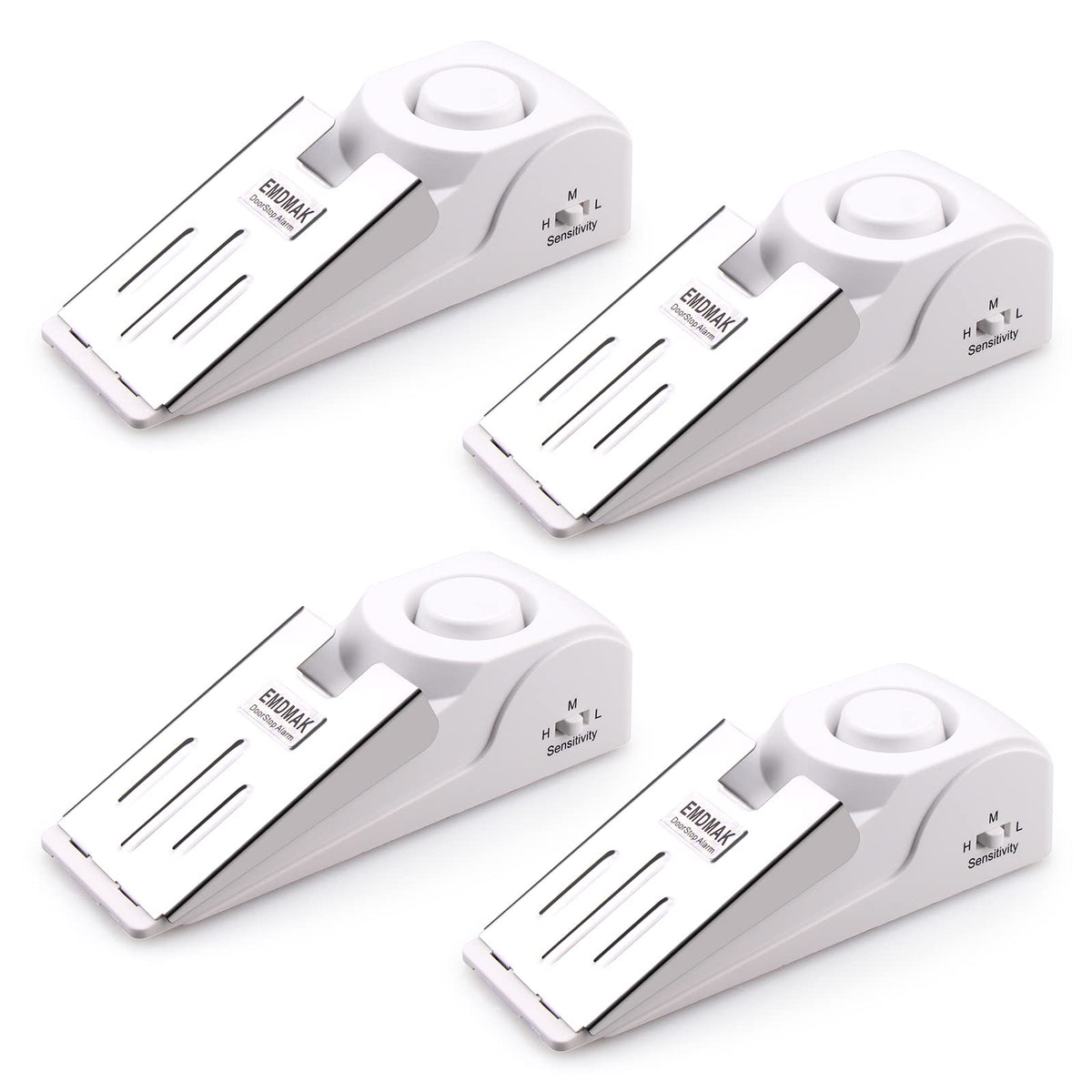 Emdmak Door Stop Alarm With 120Db Siren Door Stop For Home & Travel (White) (Pack Of 4)