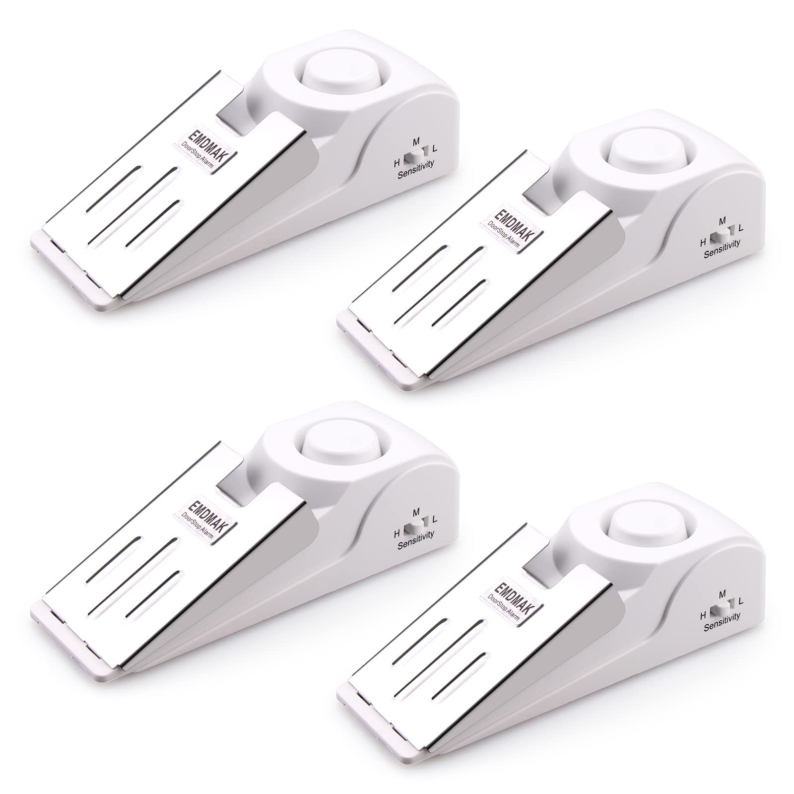 Emdmak Door Stop Alarm With 120Db Siren Door Stop For Home & Travel (White) (Pack Of 4)