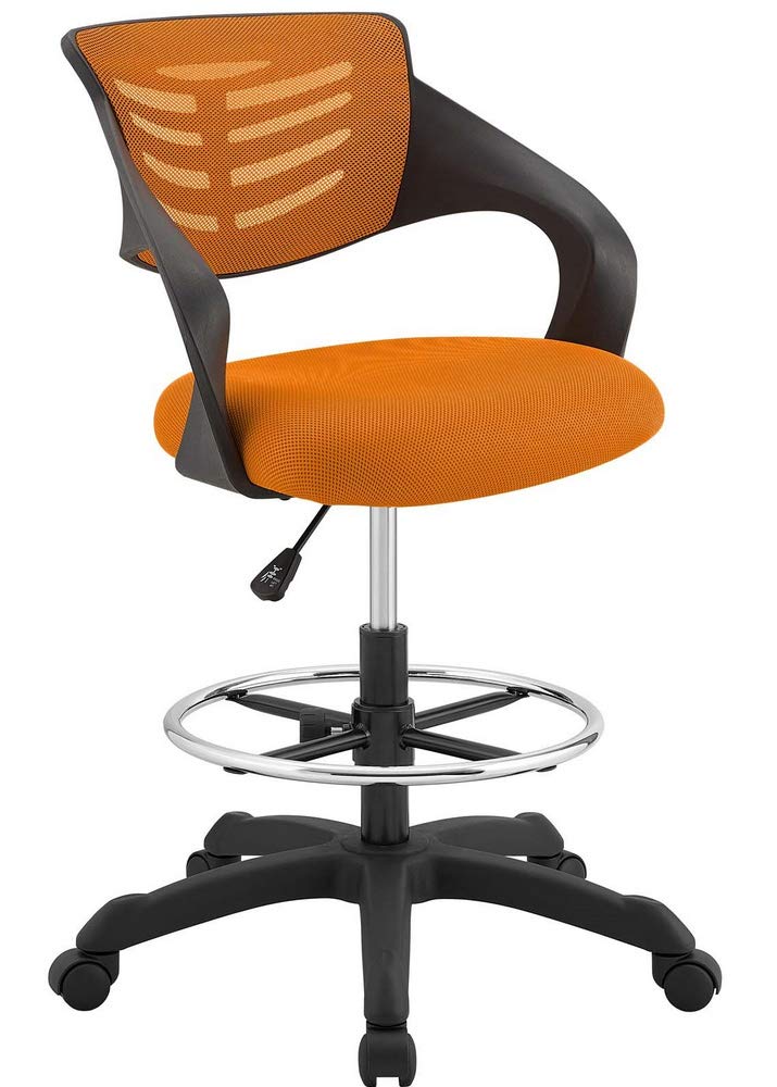 Modway Thrive Drafting Chair - Tall Office Chair For Adjustable Standing Desks In Orange