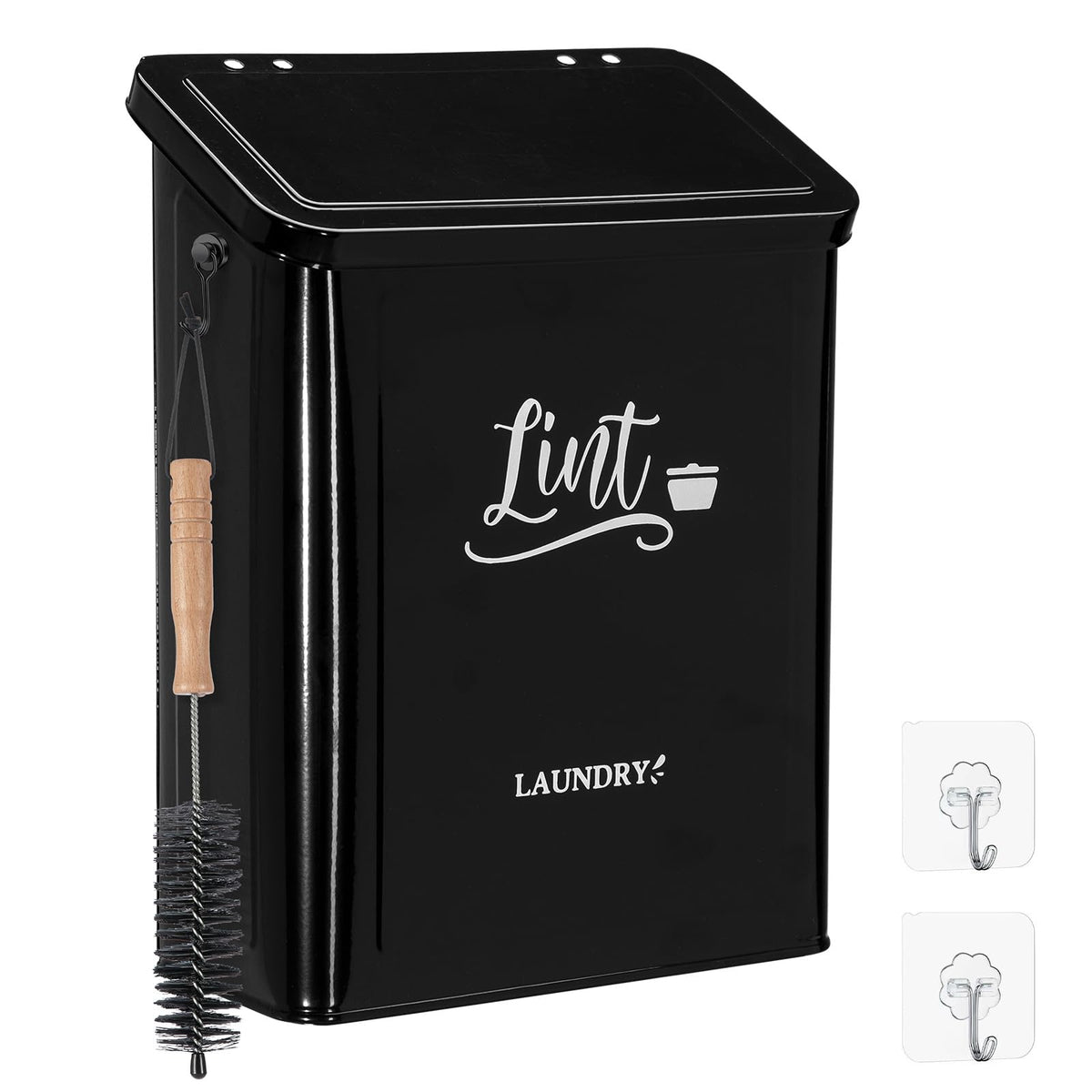 CINPIUK Magnetic Lint Bin for Laundry Room with Brush & Hook  Large Laundry Organizer and Storage, Wall Mounted Trash Can with 