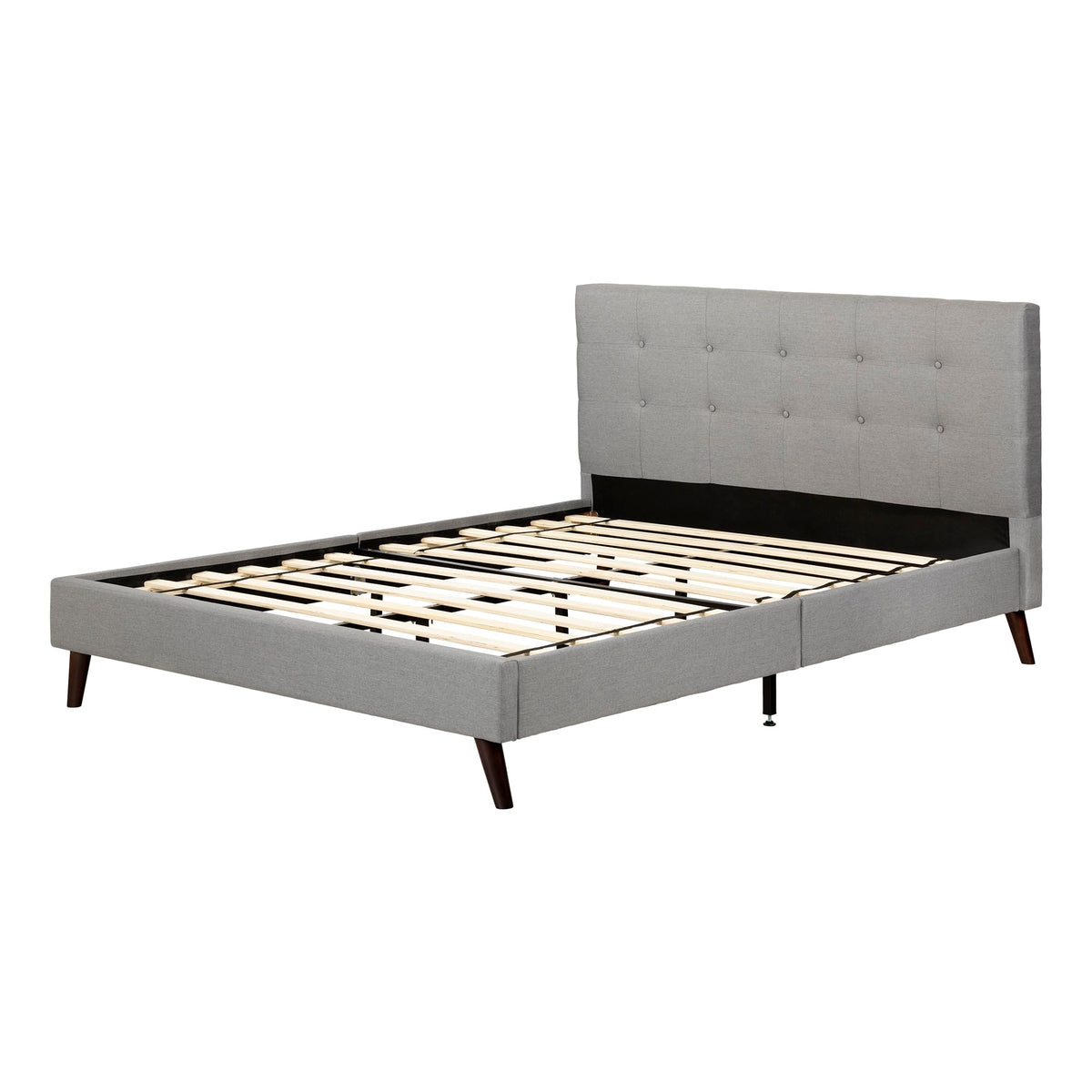 South Shore Dylane Upholstered Platform Bed And Headboard, Full, Soft Gray